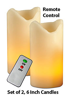 Remote Control Flameless Candles Set of 2, 6 Inch - Timer