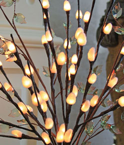 Lighted Natural Pussy Willow  80 Bulb - 5 Stems - Electric - 39 Inch