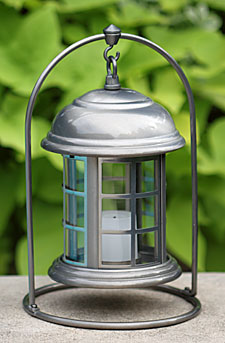 Flameless Candle Pewter Lantern-Auto On/Off