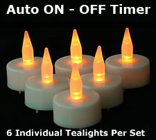 Set of 6 Tealights with Automatic Timer