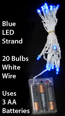 LED Mini Lights-8 Foot White Wire-Blue Bulbs
