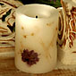 Unscented Flameless Candle 4 Inch - Embedded Purple Flowers