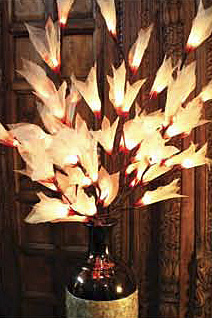 Lighted Ivory Dragonfly 60 Electric Lights -3 Stems - Electric