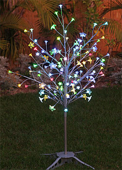 Color Changing 90 LED's Silver Blossom Tree  -  Adj Height