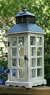 Wood flameless candle lantern