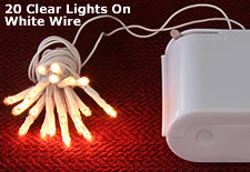 Battery Operated 20 Clear Mini Lights-6 Foot White Wire