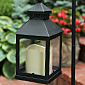 Outdoor Mini Square Battery Operated  Candle Lantern  - Timer