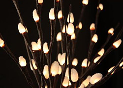 Lighted Natural Pussy Willow Branch 144 Bulb - 3 Stems - Electric