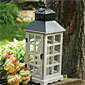 Outdoor Flameless Wood Paned Candle Lantern - Timer