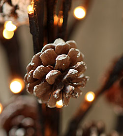 Snowy Pine Cone Willow Branch 96 Bulb 3 Stems - Electric