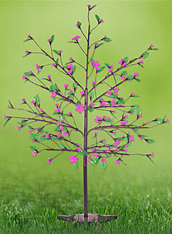 Pink LED Cherry Blossom Tree 90 Flowers with Foliage - Adj Height