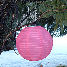 Solar Powered 10 Inch Pink Outdoor Lantern