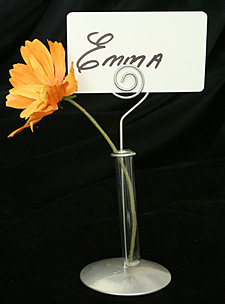 Place Card Holder with Clear Bud Vase