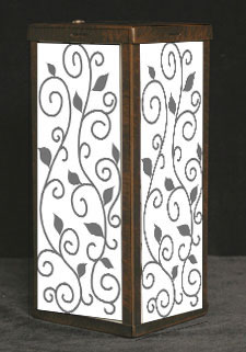 Solar Projection Lantern Etched Glass - Ironwork Leaf Design