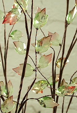 Red/Green Crystal Leaf Spray - 25 Inch