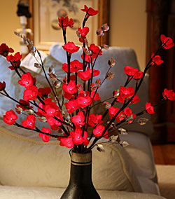 Lighted Red Plum Branch 60 Bulb - Electric - 20 Inch