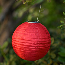 Solar Powered 10 Inch Red Outdoor Lantern