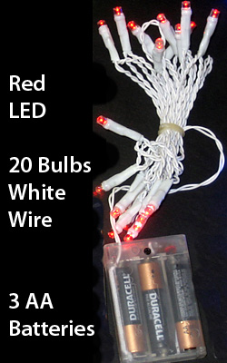 LED Mini Lights-8 Foot White Wire - Red Bulbs
