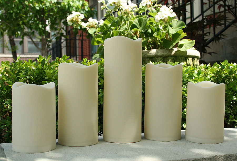 Flameless Indoor Outdoor Resin Candle Set of 5 with Timer