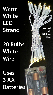 LED Mini Lights-8 Foot White Wire-Warm White Bulbs