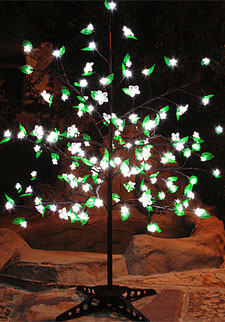 White LED Cherry Blossom Tree 90 Flowers - Foliage - Adj Height
