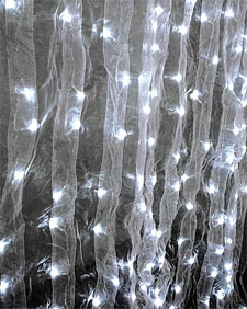 Organza Curtain - 200  White LED Lights  AC Power