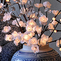 Lighted White Plum Branch 96 Bulb - 3 Stems - Electric