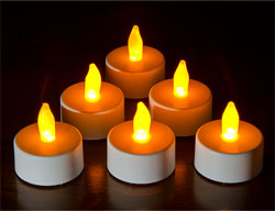 Flickering Flameless Tealights Battery Operated Set 6