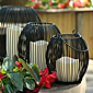 Outdoor Flameless Open Metal LED Lantern - Small With Timer