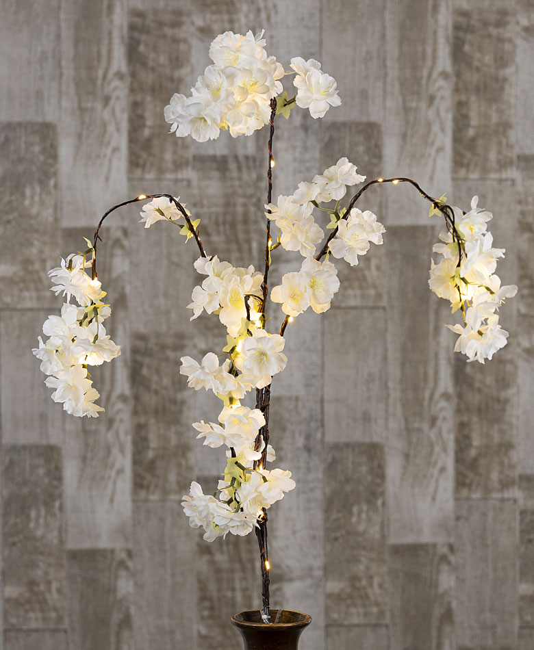 Illuminated Garden 30 Inch White Cherry Blossom Branch 24 Warm White