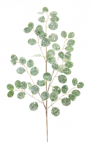 Silver Dollar Spray - Green with Glitter Brown Stems - 32 Inch