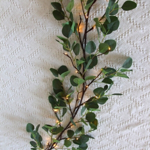 6 Foot Lighted Eucalyptus Garland - 48 LED Warm White