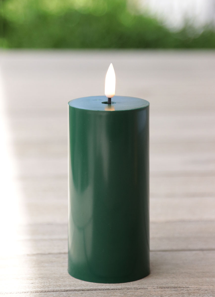 Illuminated Garden Set of 3 Green Outdoor Flameless Candles Timer