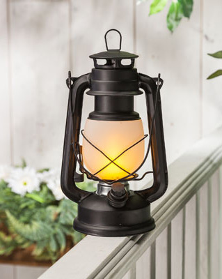 Illuminated Garden: FireGlow LED Hurricane Lantern - 9.5 Inch Matte Black