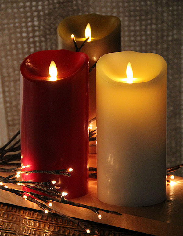 7 Inch Burgundy Moving Wick Flameless Candle