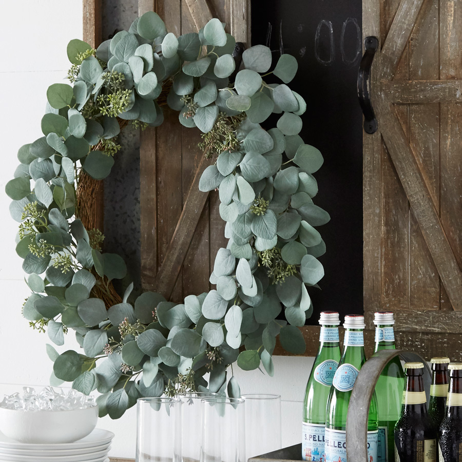 Illuminated Garden 24 Inch Eucalyptus Leaf Wreath From RAZ