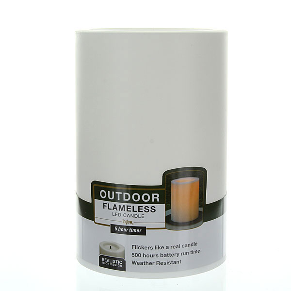 Illuminated Garden Outdoor Flameless Led Candle By Inglow White 4 X 6 Outdoor Flameless Led Candle, Inglow Outdoor Flameless Candles With Timer